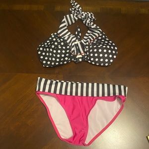 Polka dot and stripe bikini